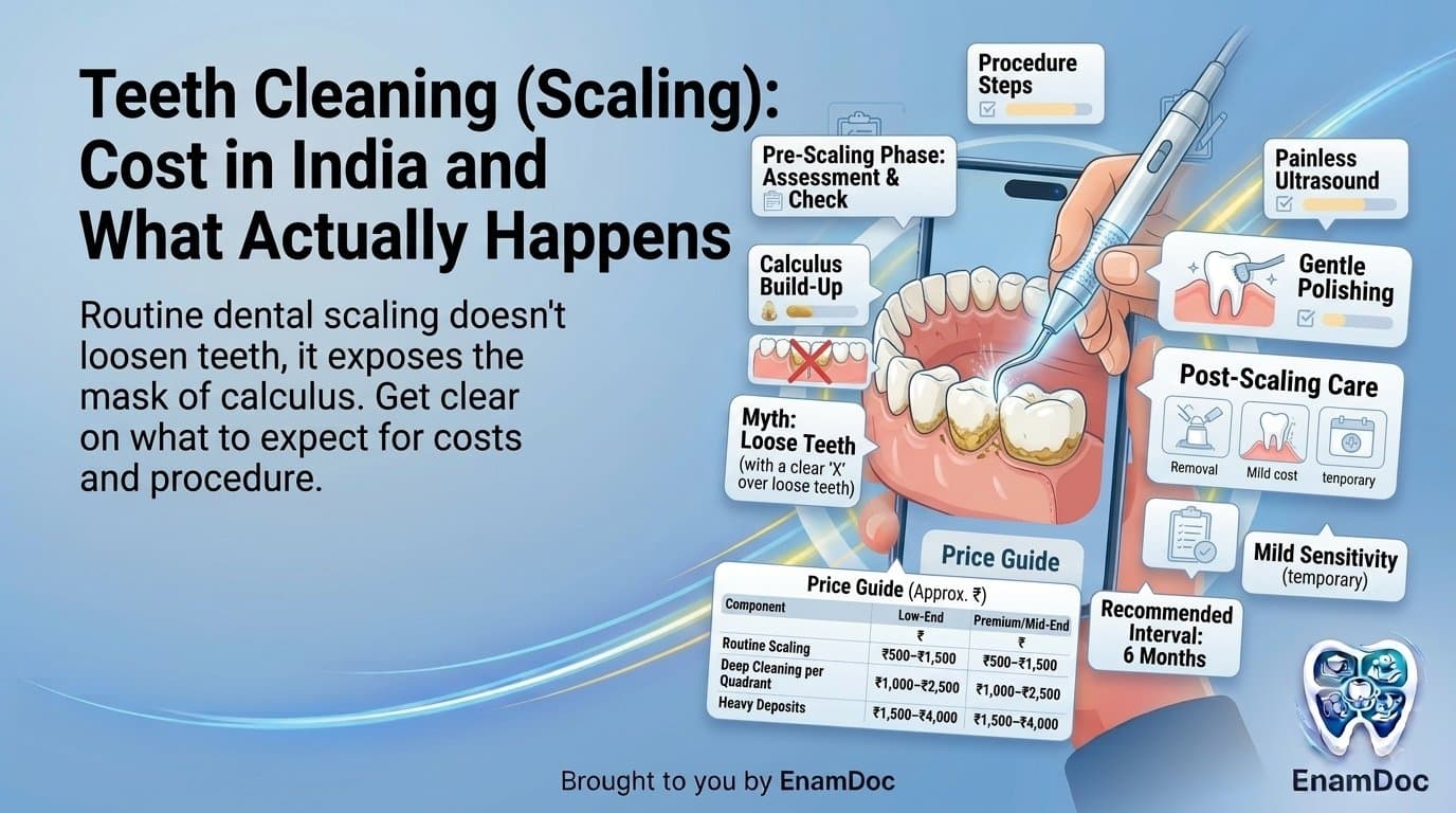 Ultrasonic scaler removing calculus from the surface of a tooth