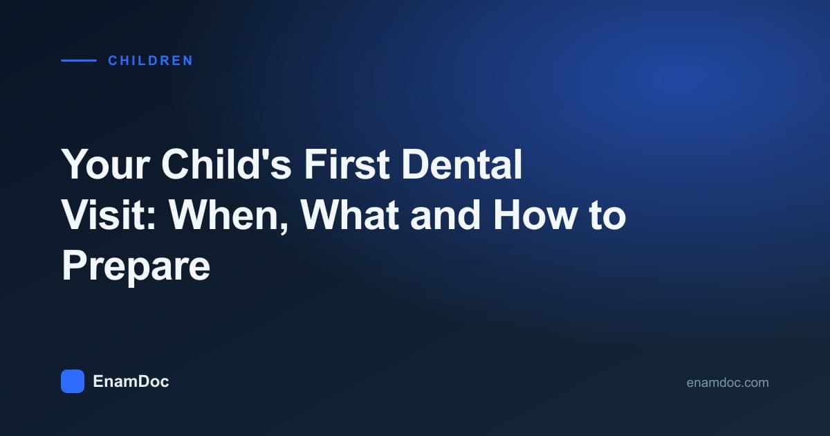 Young child having a first dental check-up in a paediatric clinic