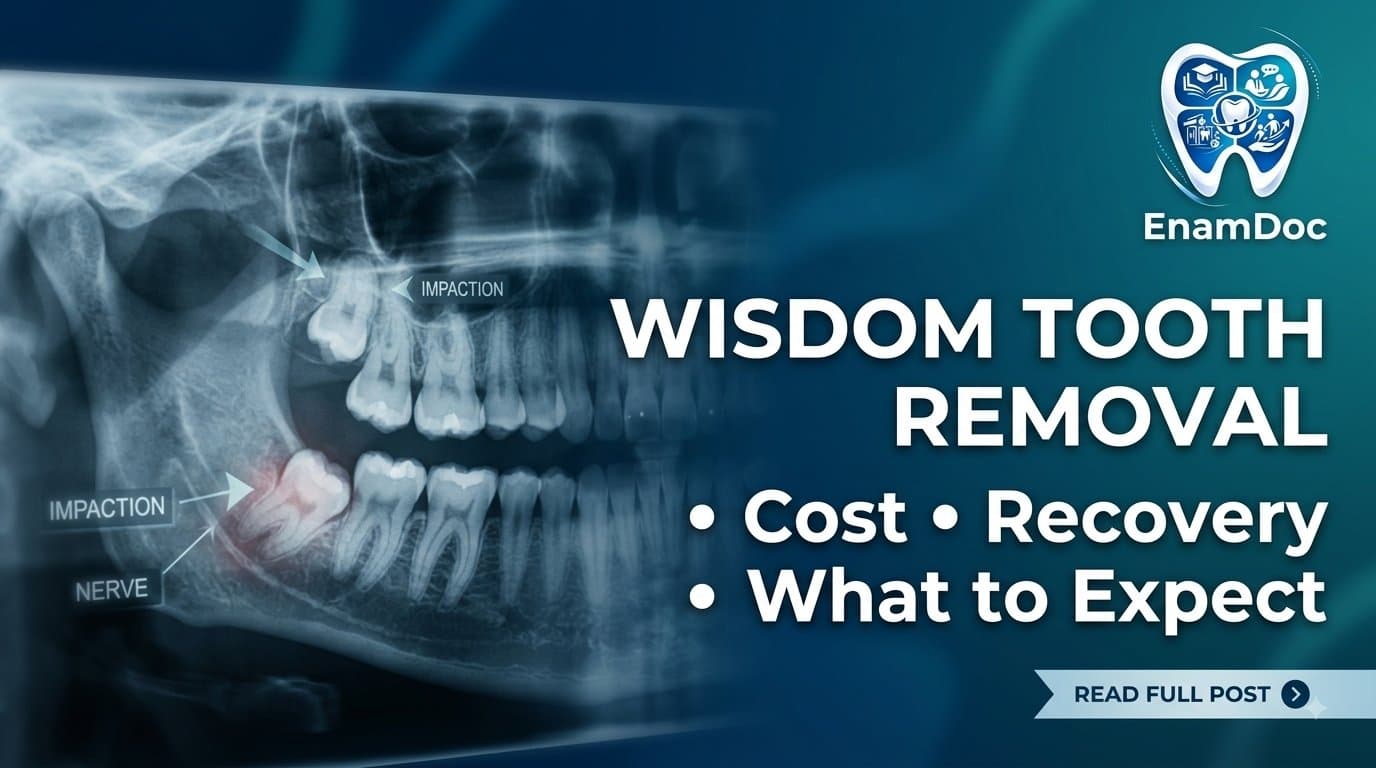 Panoramic X-ray showing an impacted lower wisdom tooth