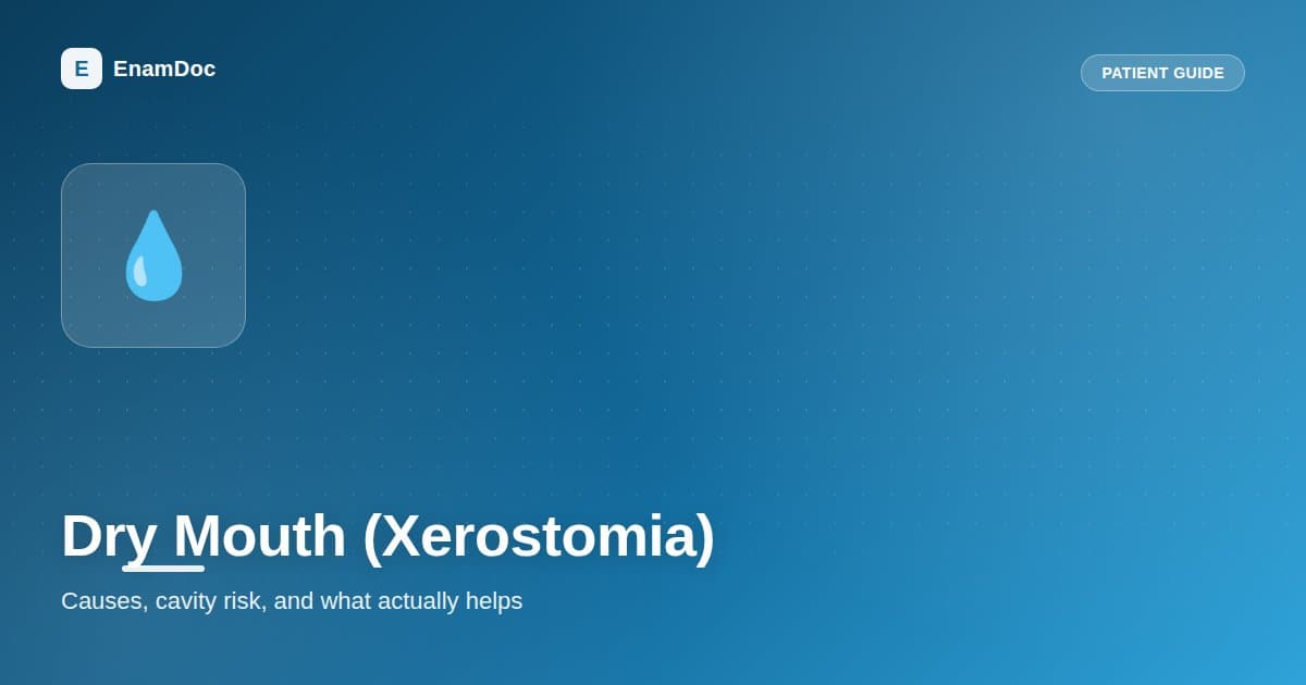 Illustration of a mouth with dry cracked lips representing xerostomia dry mouth condition