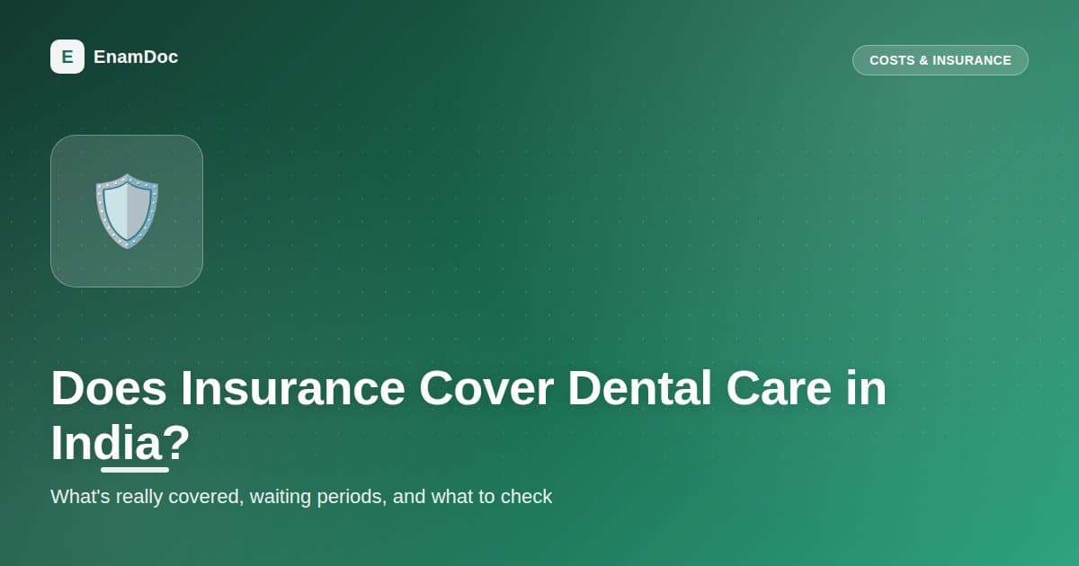 Illustration of a dental insurance policy document next to a tooth representing dental coverage in India